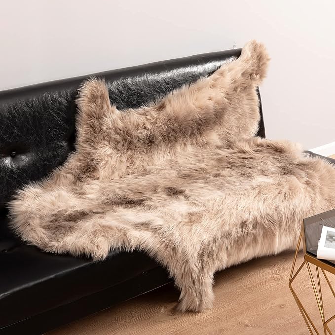 Carvapet Soft Fur Rugs Fake Reindeer Hide Area Rug Fluffy Faux Fur Carpet - Image 6