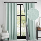 RYB HOME 100% Blackout Linen Textured Curtains 108 inches Long, Thermal by RYBHOME