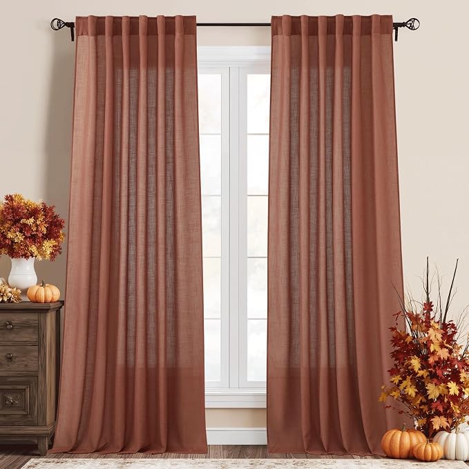 RYB HOME Terracotta Curtains 84 inch Long by RYBHOME