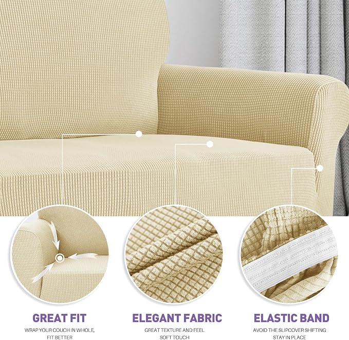 ZNSAYOTX Super Stretch Couch Cover Love Seat Sofa Covers - Image 3