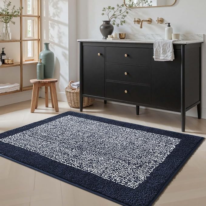 48x32 Large Bathroom Rugs Washable Non Slip, Dark Blue Bath Mat - Image 3