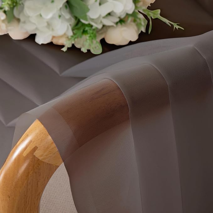 Chyhomenyc Sheer Curtains 36 inch Length 2 Panels, Light Filtering Voile Rod - Image 4