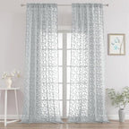 Chyhomenyc Extra Long Light Grey Sheer Curtains 108 Inch Length 2 Panels Set by Chyhomenyc