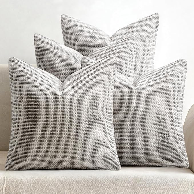 MIULEE Pack of 4 Couch Throw Pillow Covers 20x20 Inch Light Gray Soft by MIULEE