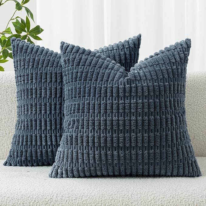 MIULEE Pack of 2 Corduroy Decorative Throw Pillow Covers 18x18 Inch Soft Boho by MIULEE