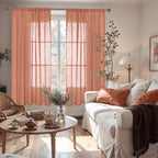 BGment Terracotta Linen Curtains 63 Inches Long - Image 2