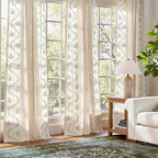 jinchan Belrose Linen Curtains for Bedroom Floral Curtains 108 Inch Length - Image 3
