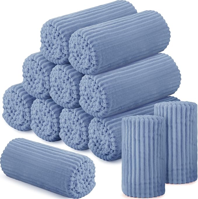 Buryeah 12 Pcs Flannel Throw Blanket Bulk 50 x 60 in Sleepover Blanket Outdoor by Buryeah