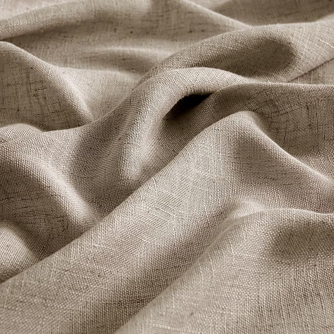 MIULEE Taupe Grey Linen Curtains 90 Inch Long 2 Panels - Image 4