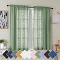 Simplebrand Sage Green Semi Sheer Curtains 45 Inch Length 2 Panels, Geometric by Simplebrand