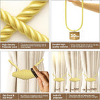 Hion Magnetic Curtain Tiebacks Golden 2pcs, Curtain Tiebacks Buckles Holdbacks - Image 4