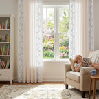 jinchan Evelyn Embroidered Linen Curtains 84 inch Long 2 Panels Blue Curtains - Image 7