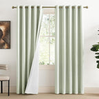 NICETOWN Sage Green Living Room Completely Shaded Linen Textured Draperies by NICETOWN