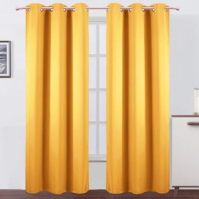LEMOMO Yellow Thermal Blackout Curtains/42 x 95 Inch/Set of 2 Panels Room by Lemomo