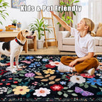 Area Rugs 9x12 Living Room: Floral Washable Rug Vintage Large Soft Boho - Image 7