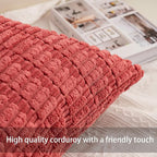 Pack of 2 Corduroy Decorative Throw Pillow Covers 12x20 InchSoft Boho Striped - Image 3