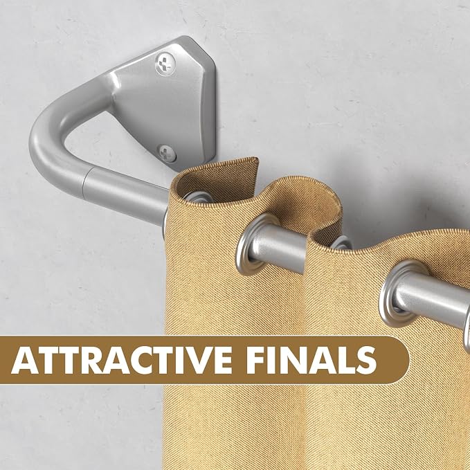 GXOACKJ Silver Curtain Rods for Windows 66 to 120 inch, 5/8 inch Adjustable - Image 6