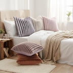 decorUhome Cozy Faux Fur Throw Pillow Covers 24x24 Set of 2 Decorative Soft - Image 6