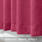 Pitalk Hot Pink Semi Sheer Curtains 96 Inch Long 2 Panel Set Rod Pocket Back - Image 5