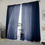 OWENIE Blue Sheer Curtains, Sheer Curtains 84 inch Length 2 Panels Set by OWENIE