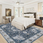Area Rug 9x12 Washable Rug, Vintage Boho Medallion Rugs Non-Slip Soft Low Pile - Image 2