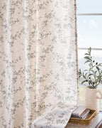 Lazzzy Grey Floral Linen Curtains 84 Inch Farmhouse Back Tab Drapes - Image 8