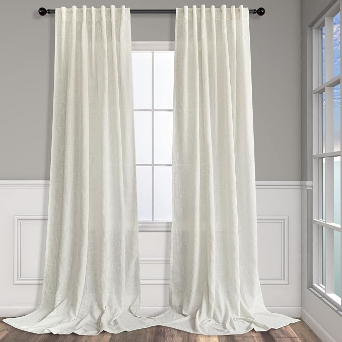 Pitalk Cream Linen Curtains 94 Inches Long 2 Panels by Pitalk