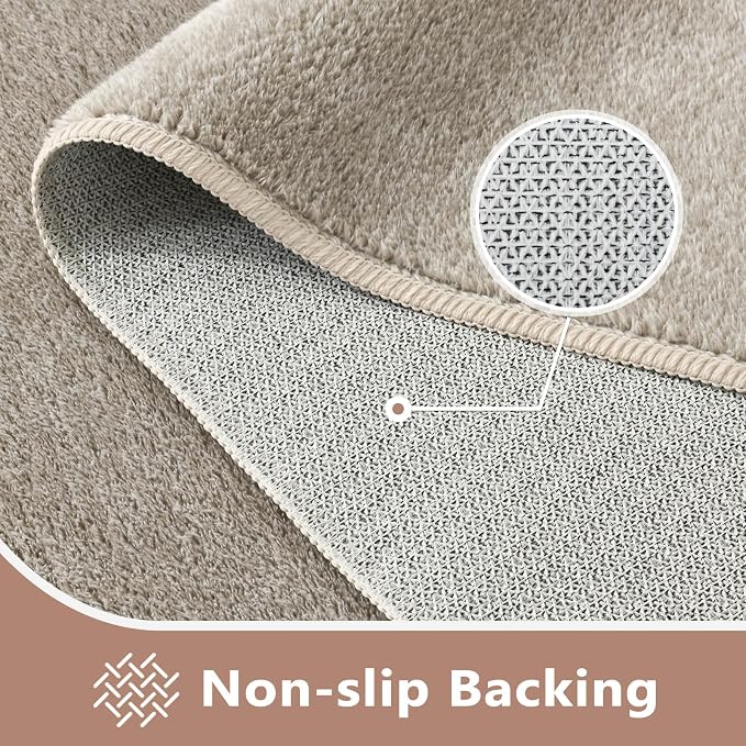 FinRèc 4x6 Washable Area Rugs for Bedroom Living Room, Low Pile Thin Rug Solid - Image 4