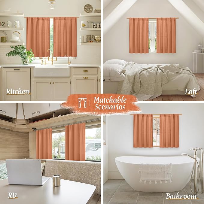 LAMIT Short Linen Curtains 45 Inches Long - Image 6