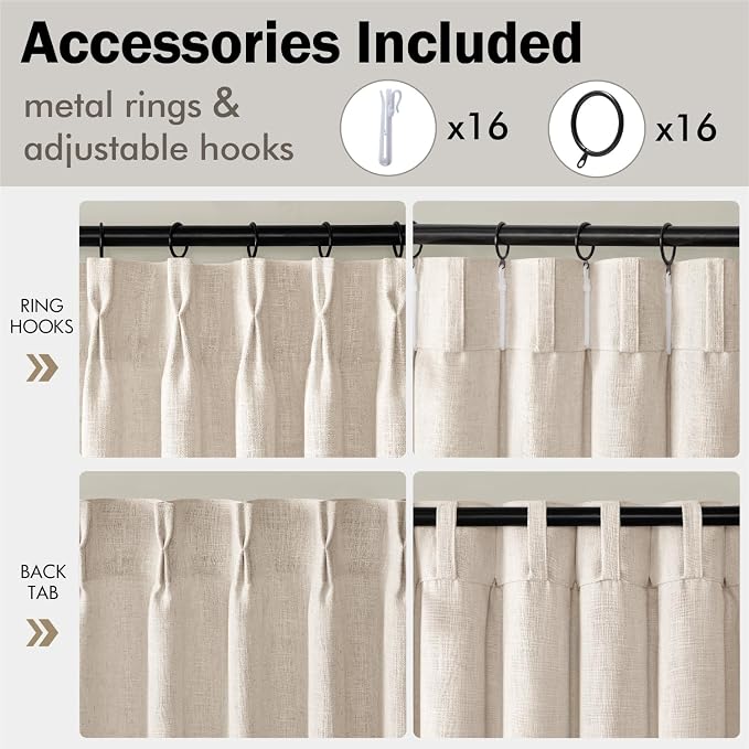 MIULEE Pinch Pleated Thick Linen Curtains 84 Inches Long 2 Panels - Image 8