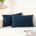 Pack of 2 Corduroy Decorative Throw Pillow Covers 12x24 Inch Soft Striped by Unknown