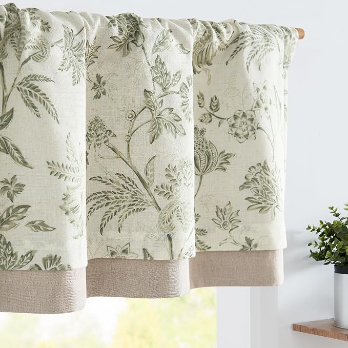 jinchan Floral Valance Curtain Linen Kitchen Valance by JINCHAN