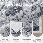 2.6'x8' Runner Rug Washable Rug;Modern Abstract Soft Thin Runner Rug Dark-Black - Image 6