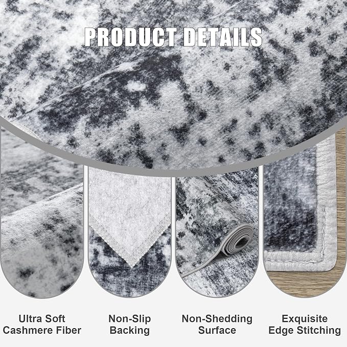 10x14 Area Rug Living Room Rug: Washable Modern Abstract Soft Thin Rug Indoor - Image 6