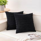 Pack of 2 Corduroy Decorative Throw Pillow Covers 20x20 InchSoft Striped Pillow by Unknown