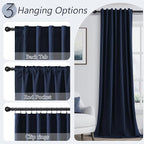 Guken Navy Blue 100% Blackout Curtains 108 Inch Length 2 Panels Set - Image 6