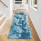 Super Soft Fluffy Living Room Area Rug 2x5 ft Tie-Dyed Light Blue Shaggy Furry - Image 2