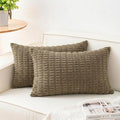 Pack of 2 Corduroy Decorative Throw Pillow Covers 12x20 InchSoft Striped Pillow by Unknown