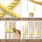 Hion Magnetic Curtain Tiebacks Golden 2pcs, Curtain Tiebacks Buckles Holdbacks - Image 3