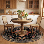 Area Rugs 6ft Washable Non-Slip, Floral Vintage Distress Print Pattern - Image 3