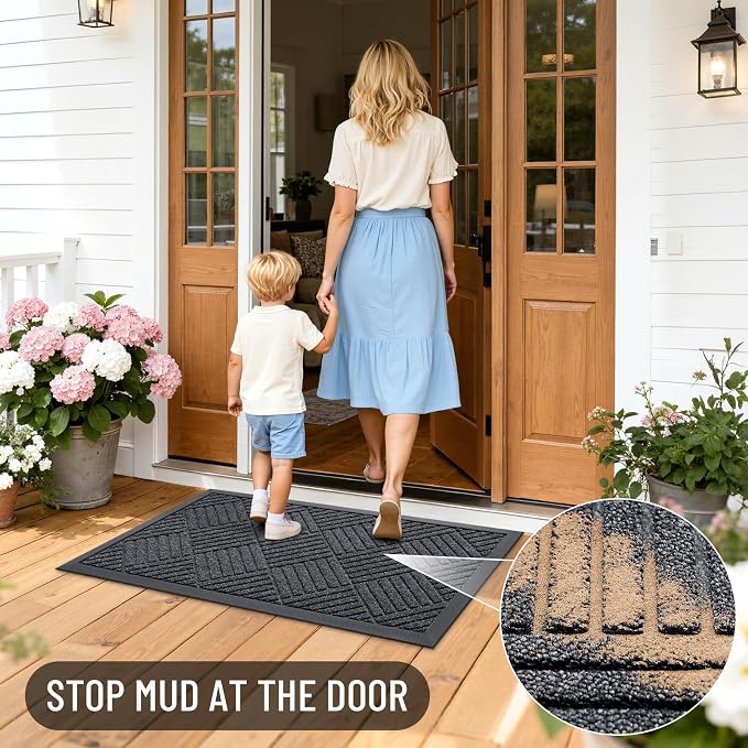 OLANLY Front Door Mat Outside Entrance 35x23, Heavy Duty Sturdy Natural Rubber - Image 6