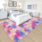 Fluffy Rainbow Colorful Rug for Living Room 5x8 Kawaii Rainbow Tie Dye Area Rug - Image 2