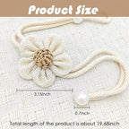 SRG 4pcs Handmade Pearl Curtain Tiebacks Boho Flower Curtain Holdbacks - Image 7