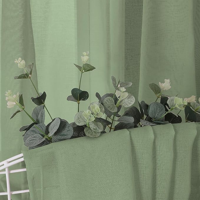Tollpiz Short Sheer Tier Curtains Linen Textured Half Kitchen Curtain Sheers - Image 6