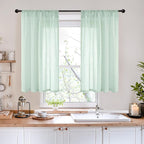 BGment 40 Inch Length Light Green Linen Curtains - Image 2