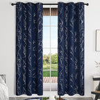 Deconovo Blackout Curtains, Thermal Insulated Soundproof Drapes, Branch Silver - Image 2