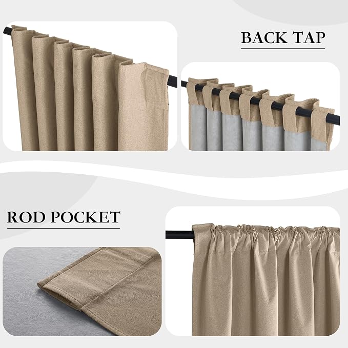 RYB HOME 100% Blackout Flax Linen Curtains 90 Inch Long, Light Block and - Image 6