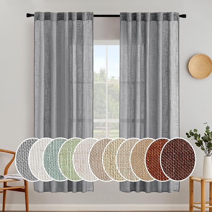 MIULEE Grey Linen Curtains 72 Inch Length by MIULEE