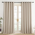 NICETOWN Cream 100% Blackout Linen Curtains 95 inch Long Burg - Image 2