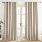 NICETOWN Cream 100% Blackout Linen Curtains 84 inch Long Burg - Image 2